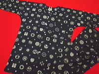 義若オリジナルの鯉口シャツ　ダボシャツ　激安セール 日本紋様（黒）